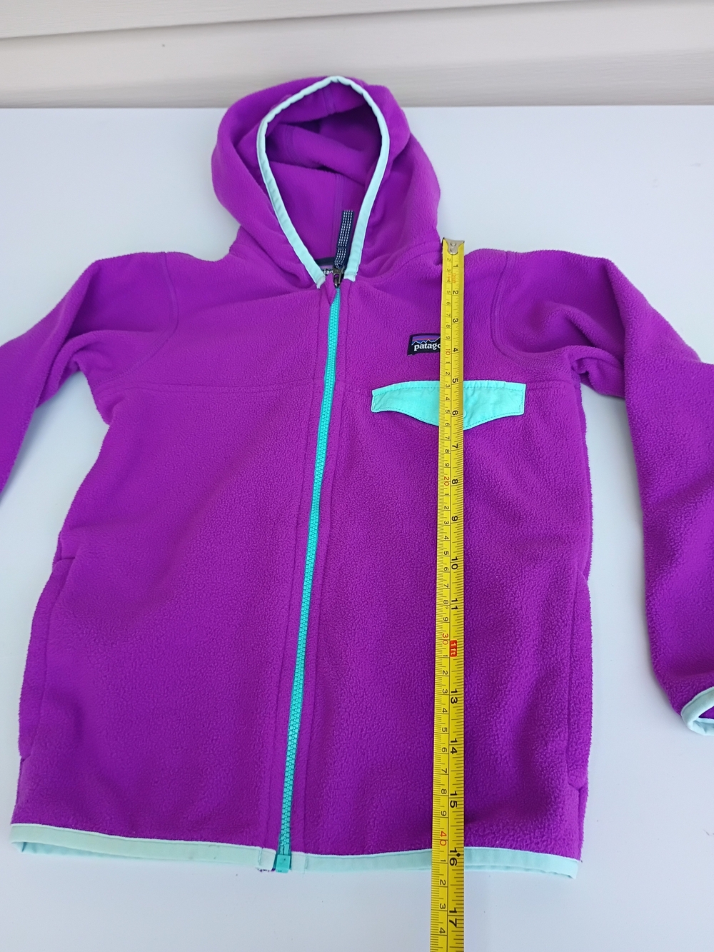 Patagonia micro D Snap-t Purple Hooded Fleece Jacket Girls Size 5t - Picture 4 of 10